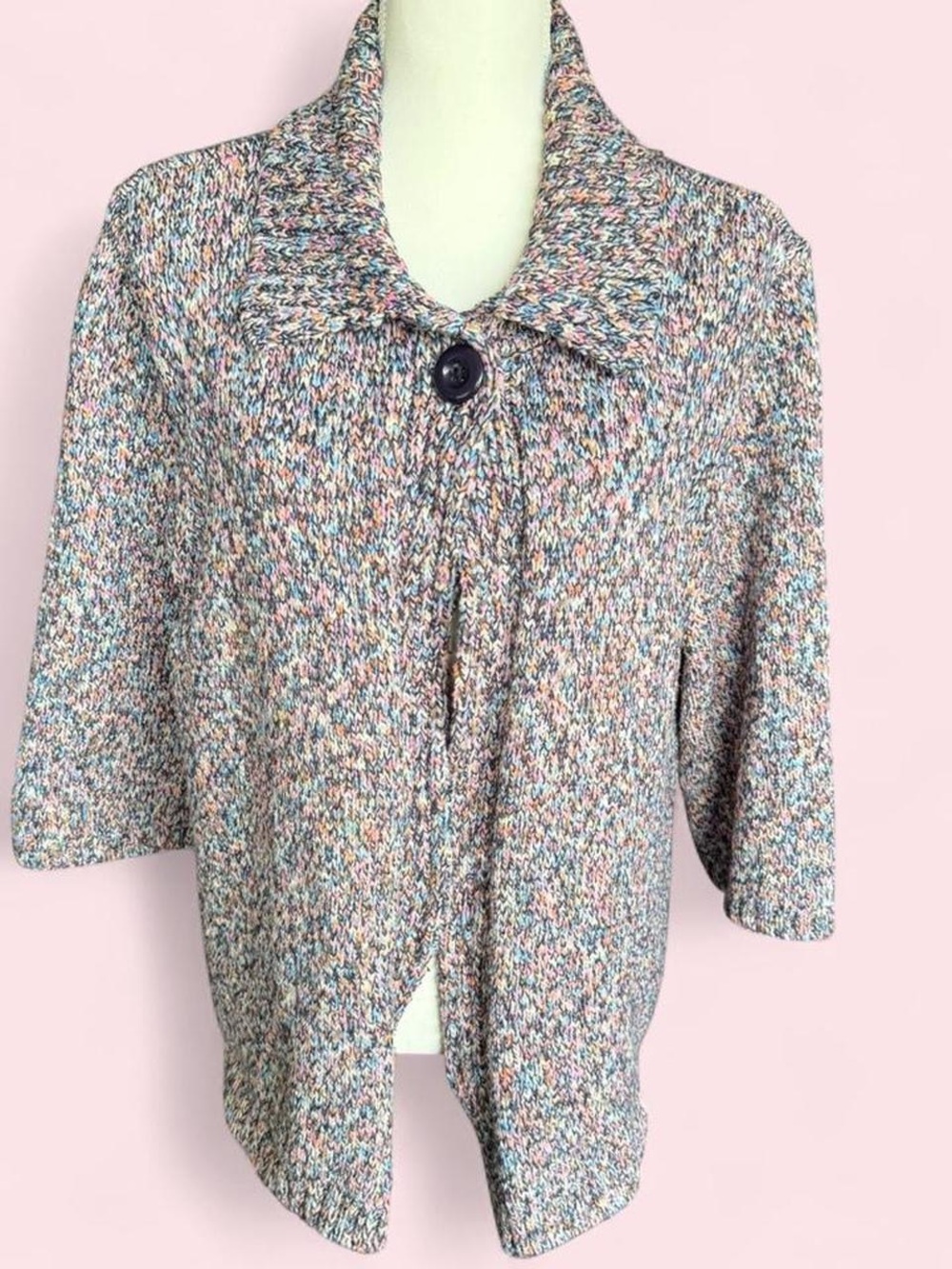 Christopher & Banks Multicolor Speckled Short-Sleeve Cardigan